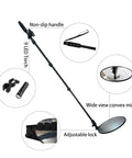8 Inch Under Vehicle Inspection Mirror With LED Light 180 Degree Adjustable Convex Mirror Telescoping Handle Wide 200mm HD View For Cars Trucks Machinery And Tight Hard To See Areas, 9 LED torch, non-slip handle