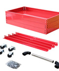 Three Tier Metal Rolling Tool Cart Heavy Duty Utility Cart With Easy Roll Wheels And Handy Handle, Portable Garage Shop Organizer For Tools And Parts, Durable Steel Construction, Large Capacity, Smooth Push Pull Mobility, red steel parts