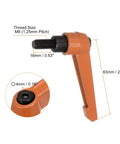 Orange Adjustable Clamping Lever Handles Set For Quick Release And Locking M8 x 16mm Male Thread 63mm Lever Aluminum