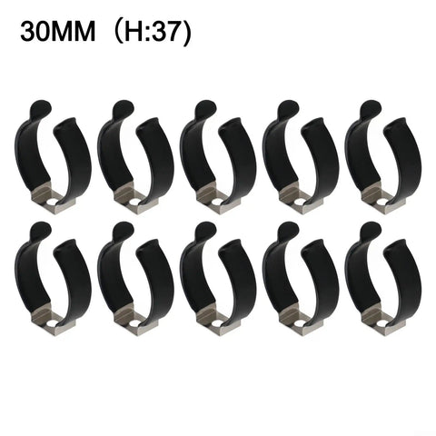 30MM (H:37) Stainless Steel Spring Terry Clips With Narrow Base And Rubber Grip For Secure Tool Holding In Garage Or Workshop, Fits 20mm To 30mm Tools, 10 Pack