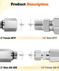 Solid Rig Ready Straight Hydraulic Hose Adapter Connector Bridging One Half Inch Orb Male To Nptf Female Port With O Ring Boss Seal For Diesel Fuel And Cooling Lines Crafted From Forged Steel For No Sweat Operation Daily showing detailed threads of 1/2" NPTF and SAE ORB fittings.