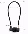 Heavy Duty 4 Digit Combination Cable Lock For Outdoor Gates And Fences, Cabinets, Refrigerators with dimensions