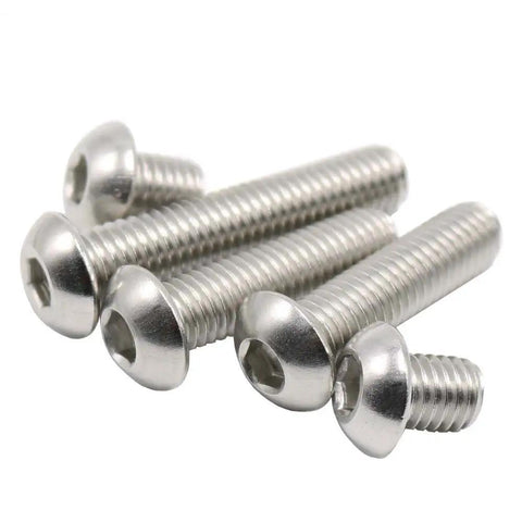 Close-up of M2 Hex Socket Button Head Screws Set In Stainless Steel With L Key Drive Full Thread Right Hand Metric Assortment Kit