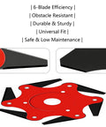 Heavy Duty Trimmer Head With 6 Blade Razors And 3 Tooth Brush Cutter Blade, Universal Steel Blades Kit With Adapter, red and black