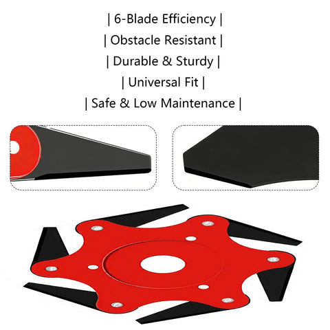 Heavy Duty Trimmer Head With 6 Blade Razors And 3 Tooth Brush Cutter Blade, Universal Steel Blades Kit With Adapter, red and black