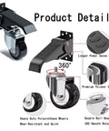 Heavy Duty Pedal Casters, Smooth Rollout Swivel Wheels For Workbenches, 65mm polyurethane wheels with steel bases and foot pedal.
