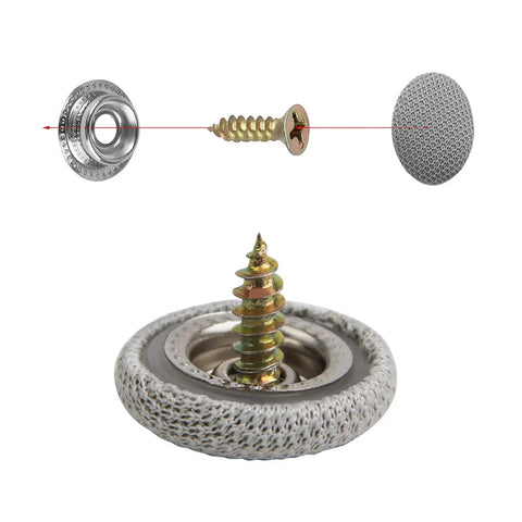 Close-up of All In One Auto Roof Headliner Repair Kit component with screw and buckle for car ceiling cloth fixing.