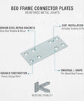 3 Inch L Shaped Metal Bed Connector Plates With Screws Corner Brackets For Frame Support infographic showing features