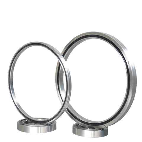 Heavy Duty Cross Roller Ring RA17013 Slewing Bearing For Industrial Robot Arms And Rotary Tables, showing two sizes with solid construction.