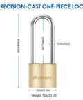 Two Pack Keyed Padlocks With Keys, Extra Long 2-3/8 Inch Shackle, Solid Brass Copper Body, Waterproof Outdoor Lock For Warehouse, Toolbox, Hasp, Gym, Locker, Sheds, Built Tough And Weatherproof. Brass padlock with 85mm shackle