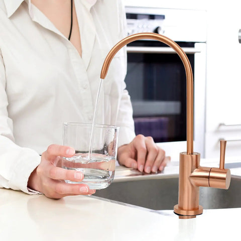 One Handle Black And Rose Gold Drinking Water Filter Faucet Purifier For Cold Water Only Copper Construction With Solid Brass Body