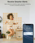 Two Pack 1080P Indoor Security Cams With Night Vision, 2 Way Audio, Human And Sound Detection, Alexa Compatible Baby Monitor And Dog Cam, Plug In WiFi 2.4G, Works With Alexa For Easy All Day All Night Surveillance showing motion detection alert on phone
