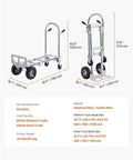 Heavy Duty Aluminum Hand Truck 2 In 1 Folding Dolly With PU Wheels, Boss Level Industrial Cart For Home, Office, And Job Site, 360 Degree Braking Wheels For Smooth, Stable Transport On Any Terrain, aluminum alloy + carbon steel, 800 lbs