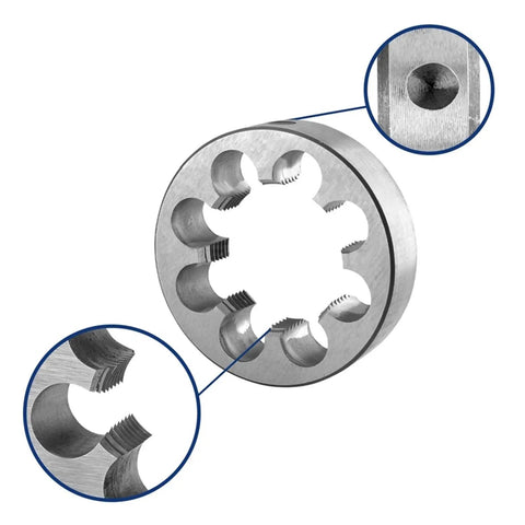 Heavy Duty Right Hand Tap Die M50 Machining Tool Set Includes Multiple Metric Thread Pitch Sizes For Robust External And Internal threading Tasks Perfect For Serious Shop Work And Hard Core DIY Projects. M50 steel round die