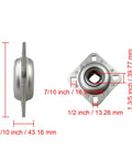 Side and front view of Heavy Duty 1-1/8 Inch Square Bore Disc Harrow Flange Bearing Unit Replacement showing dimensions.
