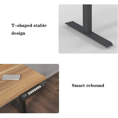 Rockin Adjustable Standing Computer Desk For Modern Home Office Or Study With Smart Height Control T-Shaped Frame Ergonomic Desktop Laptop Table 1 Point 4 Meters with T-shaped stable frame and smart height controls.