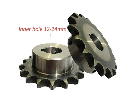 Durable 10T-25T Industrial Drive Sprocket Wheel Crafted From 45# Steel Chain Gear showing keyway bore sizes 12-24mm.