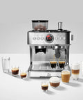 Darn Good Semi Automatic Espresso System With Integrated Conical Burr Grinder And Easy Pull Steam Wand Features Pid Temperature Lock 95 Oz Removable Water Container Slim Desktop Coffee Brewer For Rich Lattes with coffee cups.