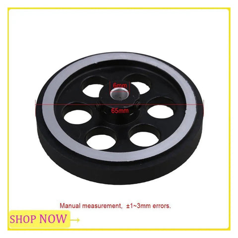 EFYOK Especial 6Set 200X6mm Industrial Aluminum Rubber Measuring Rotary Encoder Meter Wheel 65mm diameter in black.