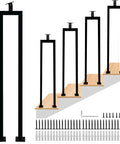 Slap Some Slick 36 Inch U Shape Stair Balusters Matte Black 4 Pack with adjustable top bracket and screws for wood handrail install.