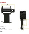 Diagram showing dimensions of 2 Pack Trailer Stake Pocket Winches for flatbed utility with 16,200 lbs capacity and 5,400 lbs working load.