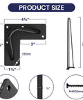 Product size diagram showing dimensions of Heavy Duty Hairpin Table Legs 26 Inches Long One Half Inch Steel Rods Black Four Pack Supports Up To Eight Hundred Pounds Mid Century Modern Style For Coffee Tables Side Tables Nightstands Durable Mounting Plate Included