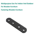 Heavy Duty Black Iron Flat Mending Plates For Wood, 4 Pack Sturdy straight brace bracket, black steel for furniture fixing.