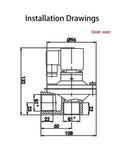 Diaphragm pulse valve installation drawing, side view, 1-inch DN25, DC 24V for air control system