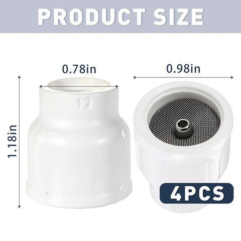 White Ceramic TIG Cup Kit 4 Pack No 12 For Small And Large TIG Torches dimensions with 1/8 diffuser mesh
