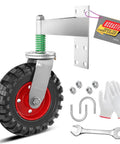 6 Inch Fence Gate Wheel With 360 Degree Swivel Rotation Heavy Duty Caster, solid rubber tire, spring loaded, with screws and driver