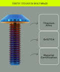Premium M6x20 Titanium Bolts Four Piece Set Burnt Blue Anodized Finish For Custom Bike Builds And Carbon Frames showing side view.