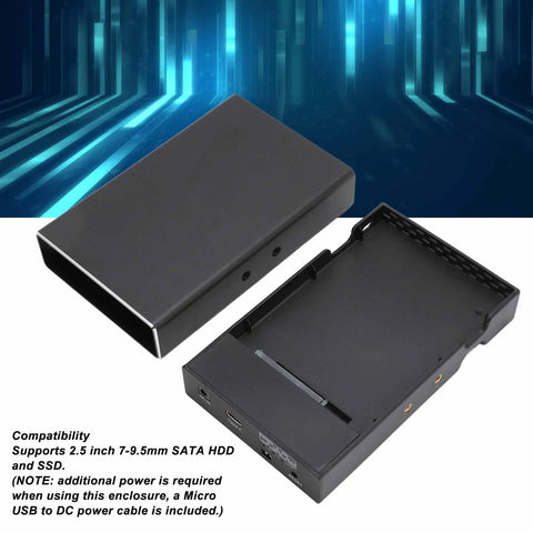 Heavy Duty 2 Bay Sata Raid Enclosure supports 2.5 inch drives via USB 3.1 Type C, showing external casing design.