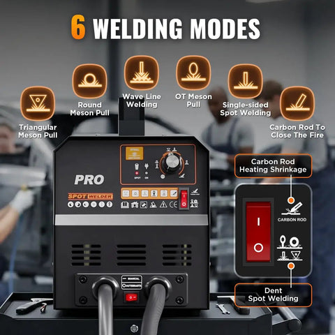 Front view of a Beefy 3500W 4200A Stud Welder Dent Repair Kit With Six Welding Modes showing controls and settings