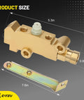 Badass Heavy Duty Brass PV2 Proportioning Valve For Disc Drum Brake Swap Replacement 172-1353 shown with size dimensions 5.3in x 0.8in and bracket 7.6in