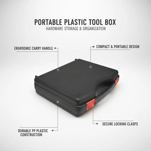 Grab And Go Hardware Organizer Portable Black Plastic Tool Box With Strong Carry Handle for screws and nails storage