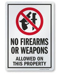 Straight Talk For Your Property With This Built Tough 14X10 Inch Rustproof Aluminum Yard Sign That Clearly Posts No Firearms Or Weapons Allowed And Stands Strong Outdoors.