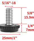 Built Tough Adjustable Furniture Leveler Feet Crafted From Rust Resistant 304 Stainless Steel showing 5/16-18 thread and dimensions for outdoor use.