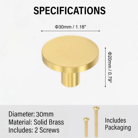Top Shelf Handymen Approved Solid Brass Cabinet Knobs And Brushed Round Drawer Pulls In A 15 Pack With M4 Hardware for kitchen.
