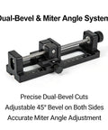 Dual-Bevel and Miter Angle System for precise cuts on the Heavy Duty Pro Grade Sliding Compound Miter Saw With Dead On Laser Guide.