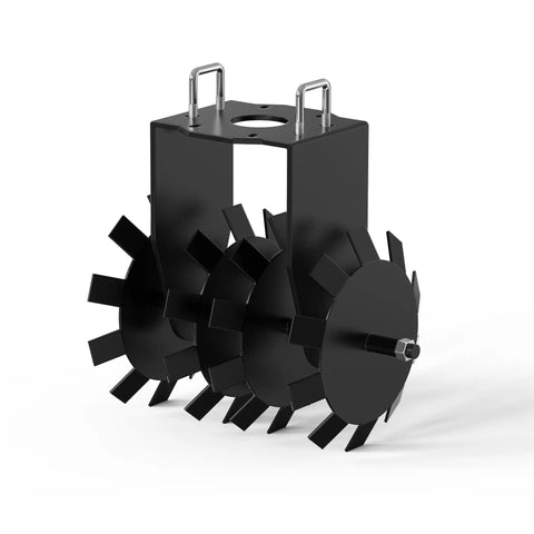 32 Inch Beefy Heavy Duty Disc Plow Harrow Twin Pack for ATV UTV Tow Behind, black steel discs with adjustable angle and tilt.