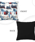 Front and back view of Dope Steam Train Locomotive Pillowcase Cover For Living Room And Bedroom, Retro Train Decor Throw Pillow Case 20x20 Inches.