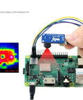 Plug And Play 32x24 Pixel Infrared Thermal Camera With 55 Degree Field Of View I2C Interface Three Point Three Volt And Five Volt Compatible Works With Raspberry Pi ESP32 STM32 Arduino For DIY Thermal Imaging shown connected to Raspberry Pi.