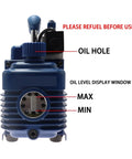 Heavy Duty Two Stage Rotary Vane Vacuum Pump 4 Cfm Rated With Forced Oil System view showing oil hole and level display.