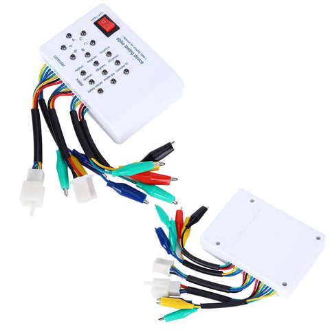 Heavy Duty Brushless Motor Tester For Electric Bikes And Scooters Delivers Dead Nuts Reliable Hall Sensor And Phase Winding Diagnostics With Quick Self Check To Keep Your Slick Ride Rolling Smooth showing device with colorful wires.
