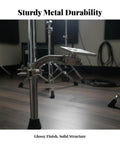 Electronic Drum Module Mounting Plate with Universal Clamp attached to drum stand, metal build for sturdy positioning in studio setup