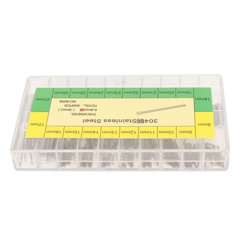 Pro Grade Durable Stainless Steel Watch Band Link Cotter Pins Kit, 300 Pcs Assortment For Watch Repair in clear storage box