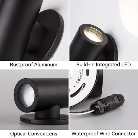 Outdoor Black Wall Sconce Light Up Down 7W LED Dimmable Exterior Wall Fixture IP65 Waterproof Aluminum Cylinder For Porch Garage Patio Perfect For Front Porch Backyard Deck Ambience And Durable Exterior Lighting All Weather Ready