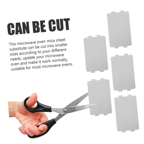 Must Have 20 Pack Microwave Mica Plates Heat Resistant Insulation Sheets For Ovens, showing sheets being cut with scissors.