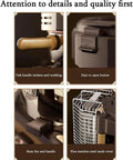 Kickin Fresh Roasts Daily With This Sleek Electric Coffee Bean Roaster And Dryer boasting oak handle, push button, and stainless steel cover.