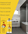 Upgraded Tile Stone Crack Repair Kit Quick Drying Color Adjust For Ceramic Porcelain Granite Marble Repairs box and bottle in bathroom